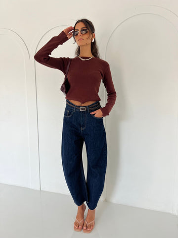 Brown Round Basic Top - Mii