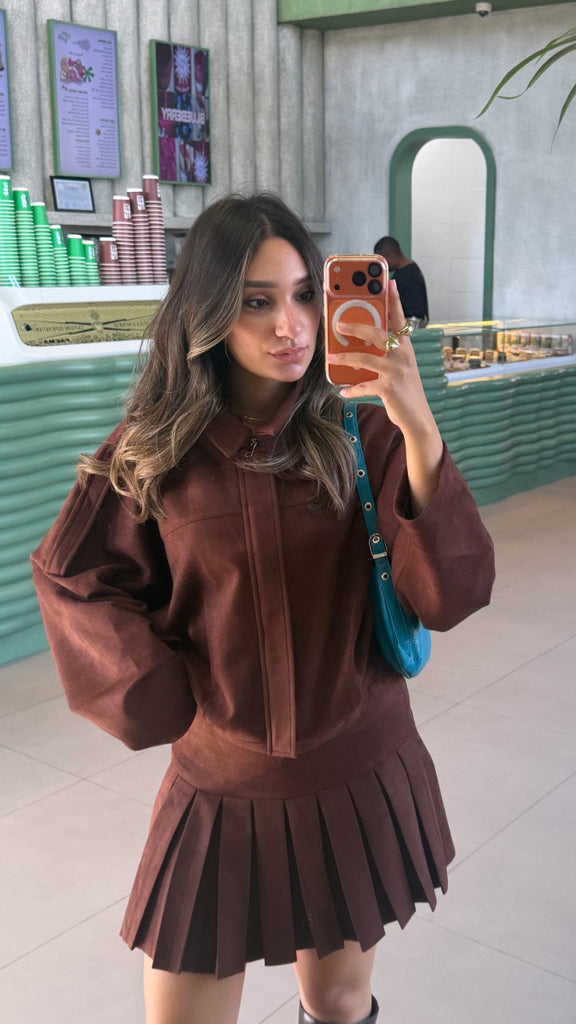 Brown Suede Tennis Skirt - Mii