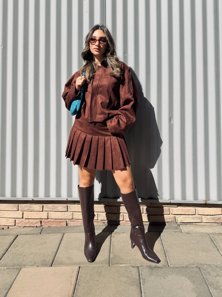 Brown Suede Tennis Skirt - Mii