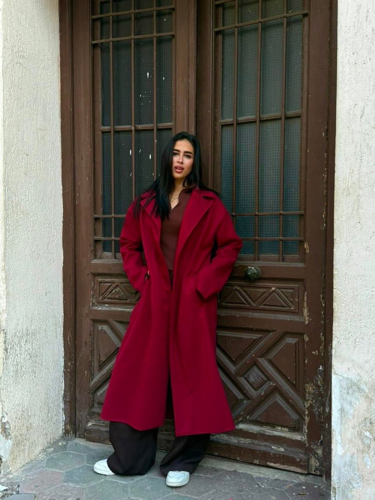 Burgundy Maxi Cool Coat - Mii