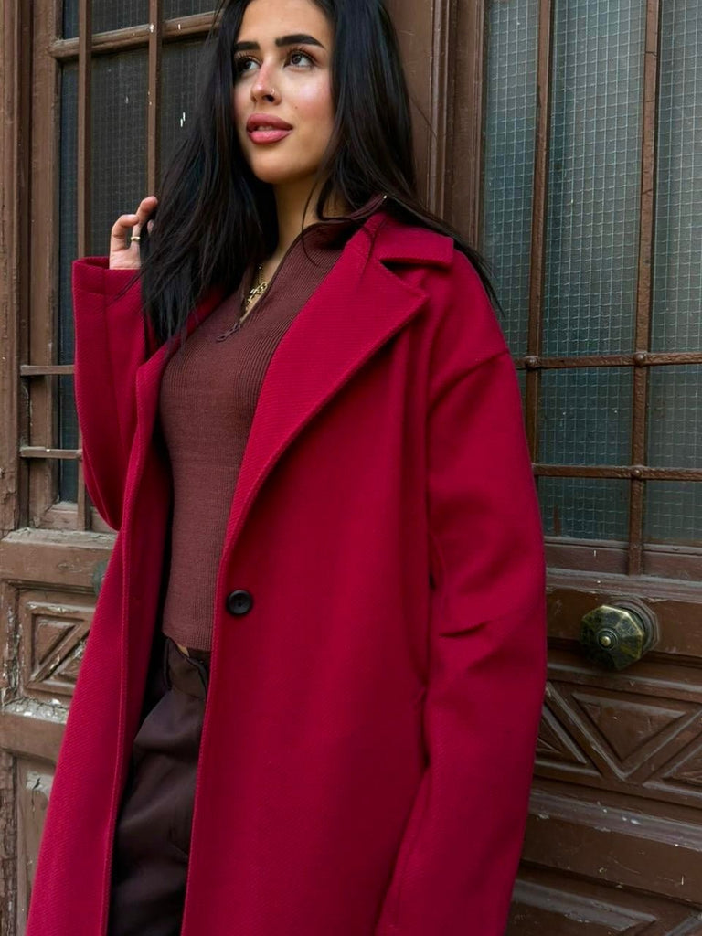 Burgundy Maxi Cool Coat - Mii