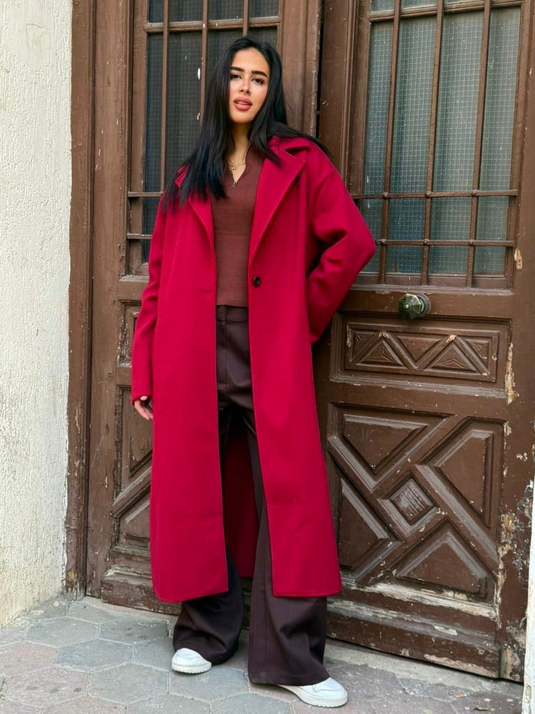 Burgundy Maxi Cool Coat - Mii