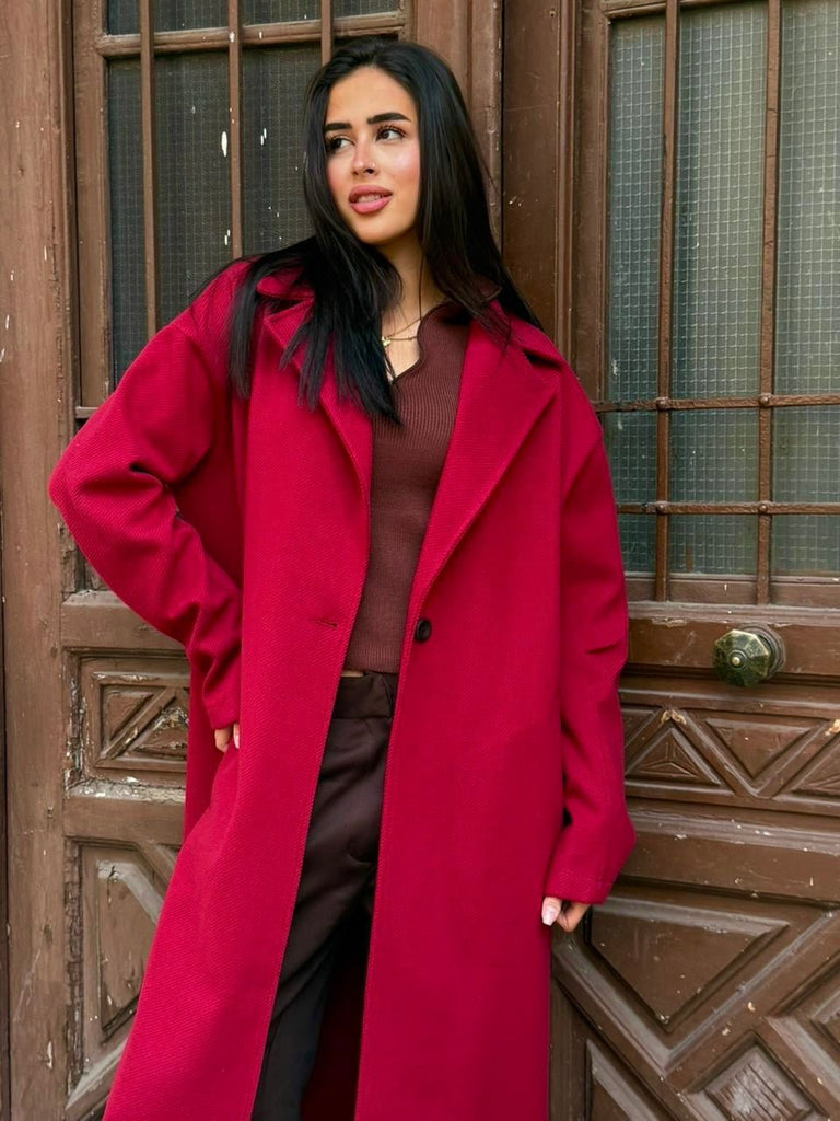 Burgundy Maxi Cool Coat - Mii