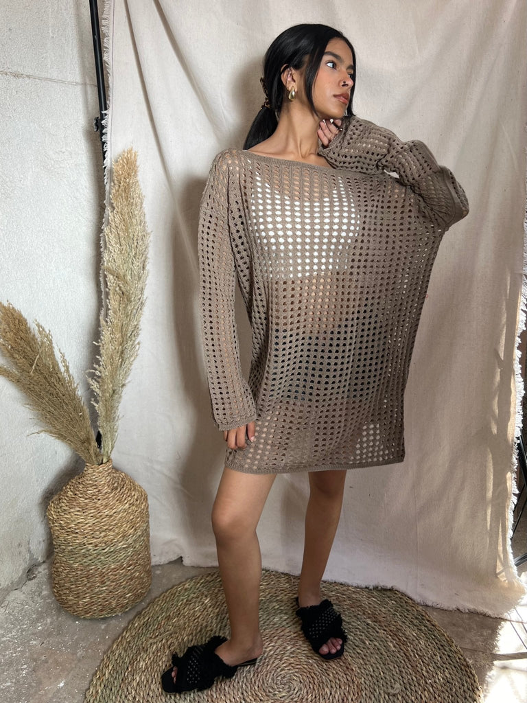 Cafe Hollow Out Lose Coverup Dress - Mii