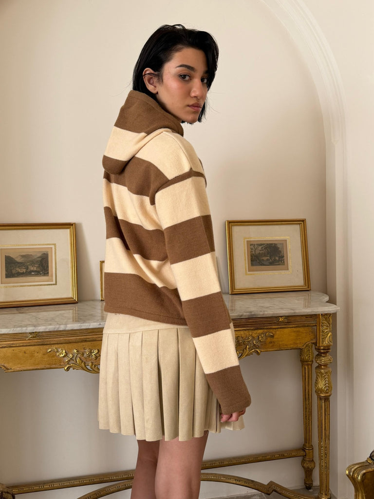 CafeXBeige Striped Hoddie Sweater - Mii