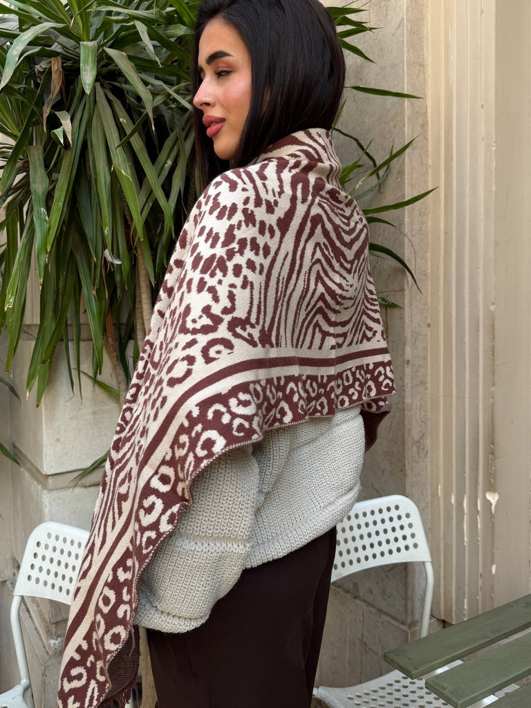 Camel Tiger Knit Scarf - Mii