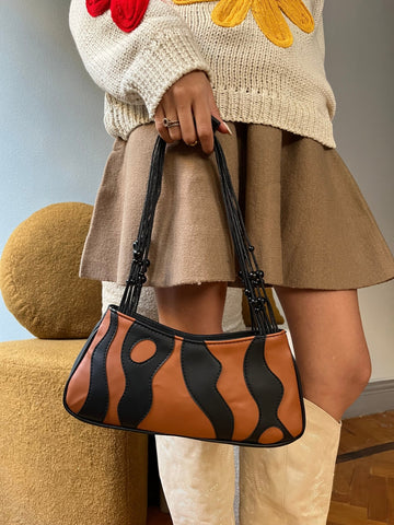 Camel X Black Abstract Bag - Mii