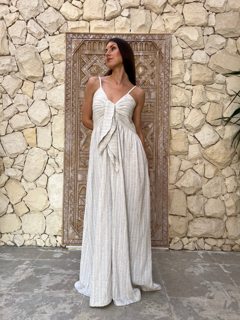 Chalk Beige Linen Jumpsuit - Mii