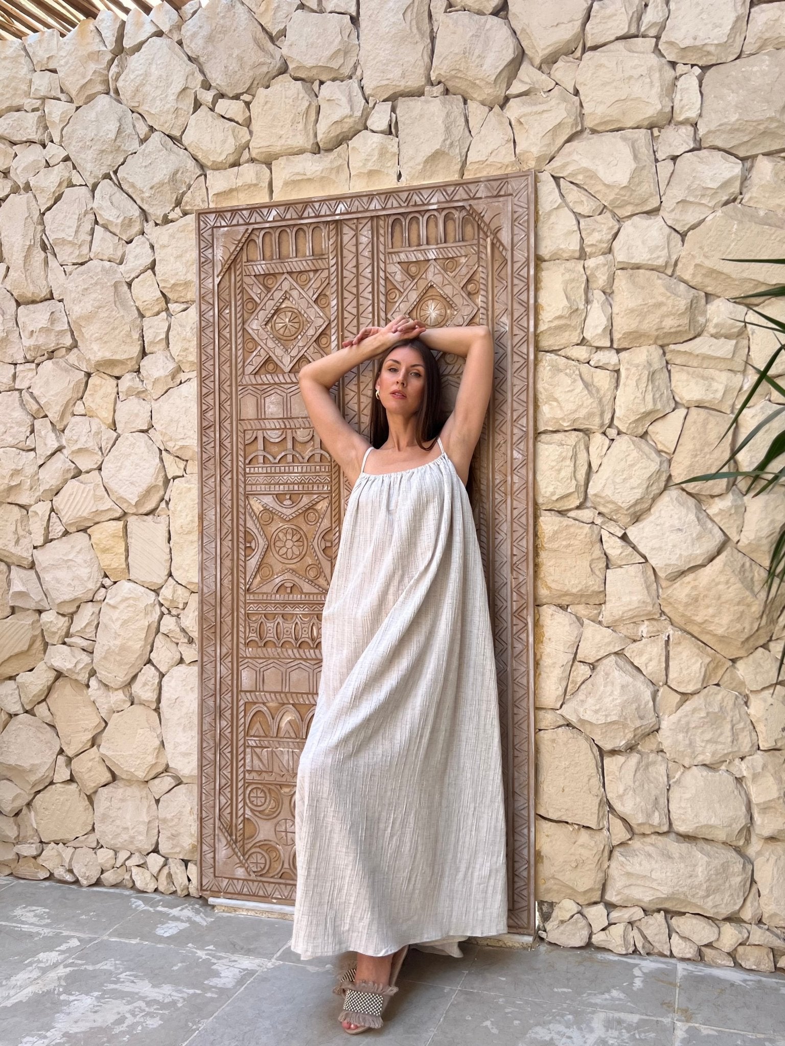 Chalk Beige Long Linen Beach Dress – Mii