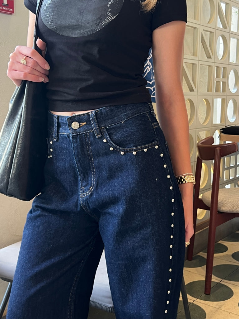 Dark Blue Studs Denim - Mii