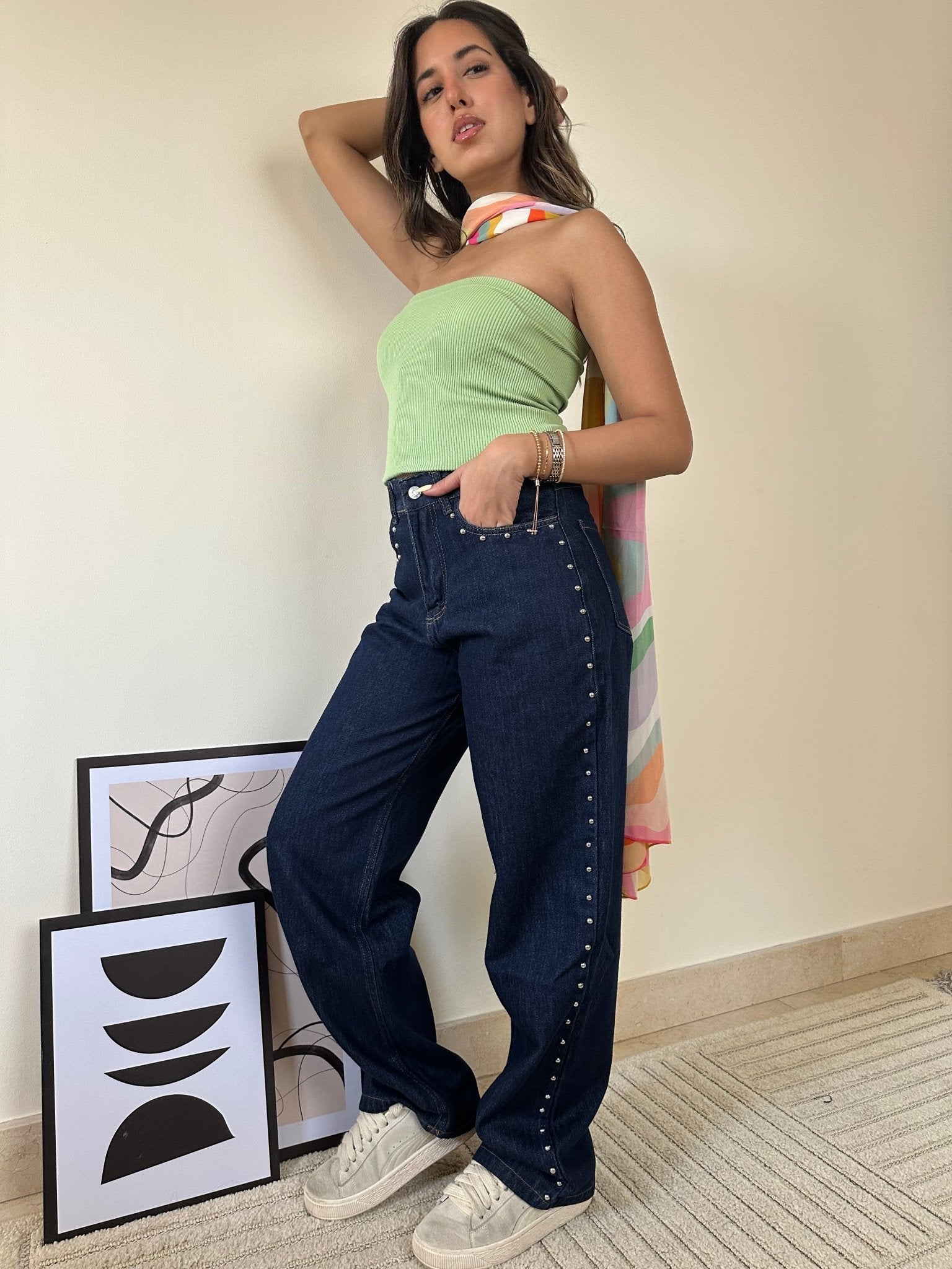 Dark Blue Studs Denim – Mii