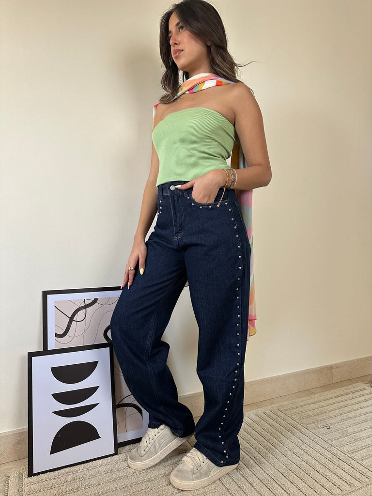 Dark Blue Studs Denim - Mii