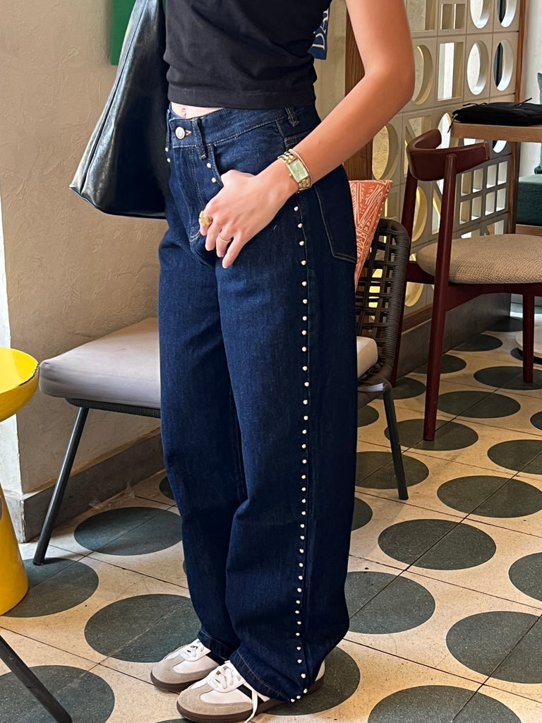Dark Blue Studs Denim - Mii
