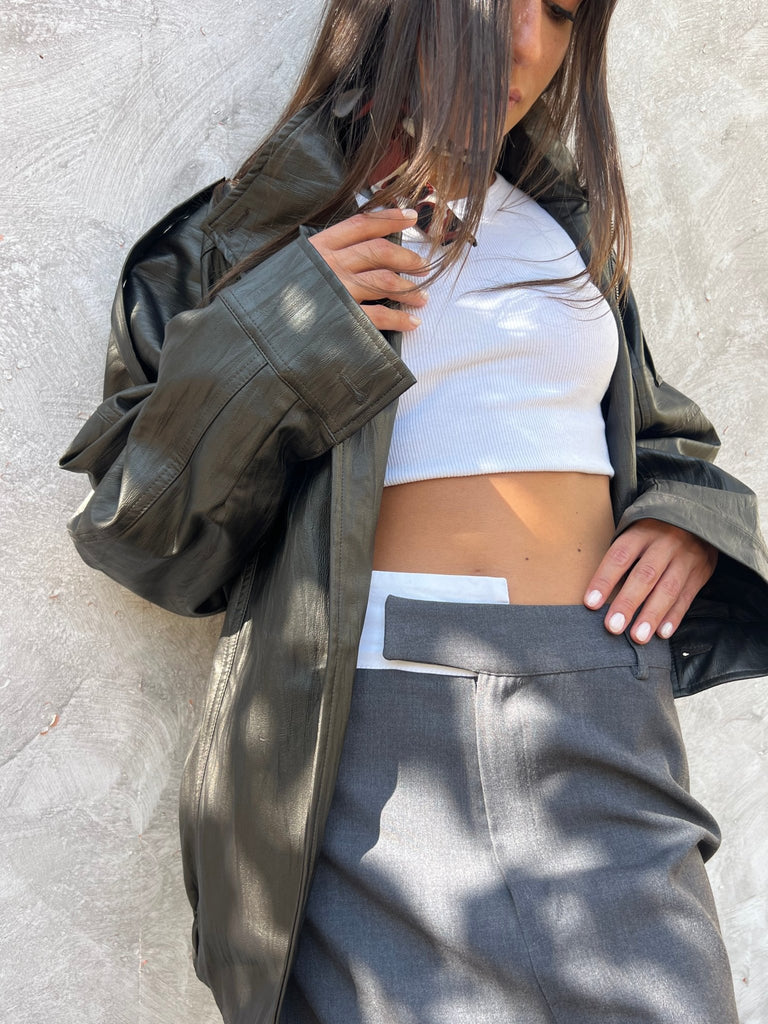 Dark Espresso Brown Leather Jacket - Mii