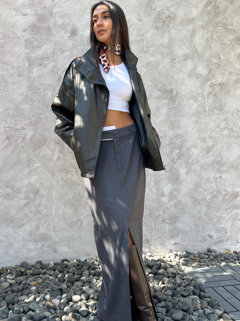 Dark Espresso Brown Leather Jacket - Mii