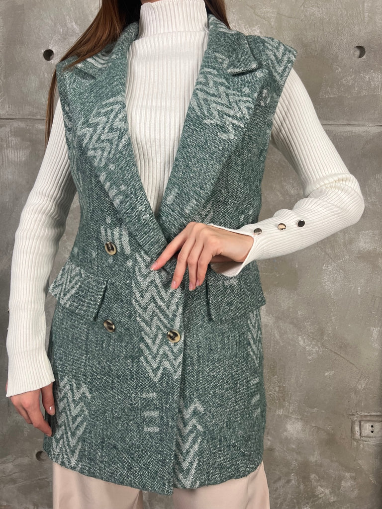 Green Sleeveless Blazer - Mii