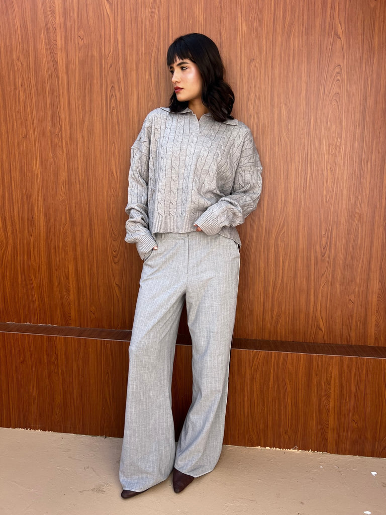 Grey Braided Pullover - Mii