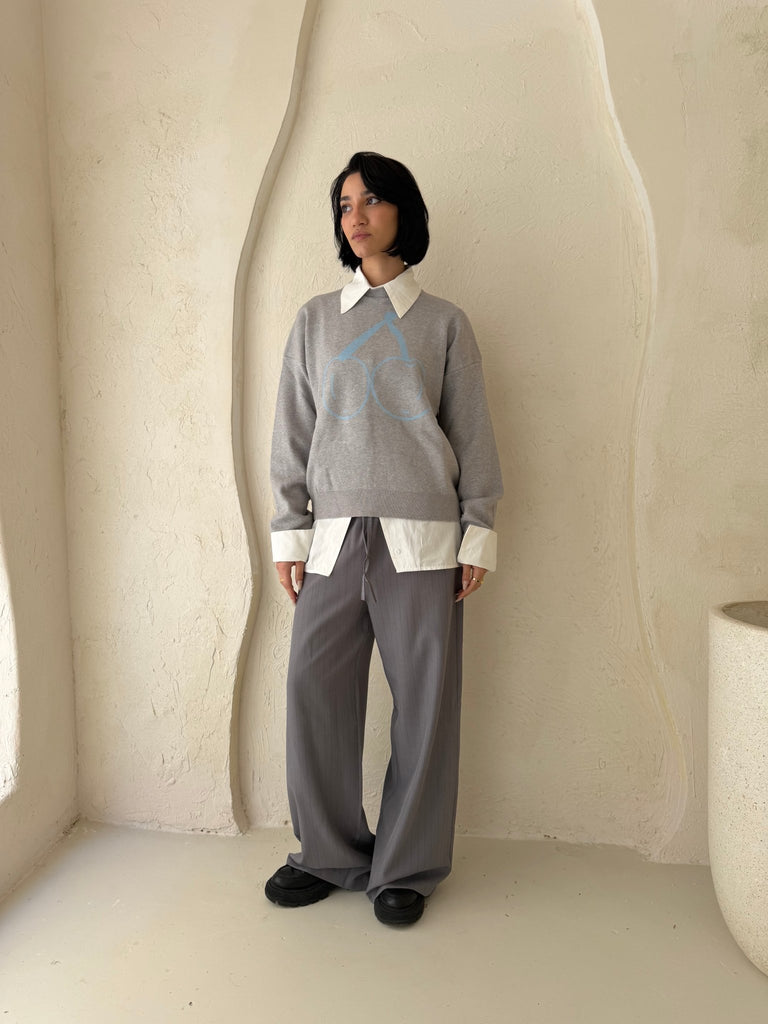 Grey Cherry Knit Pullover - Mii