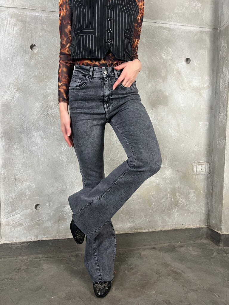 Grey Flared Denim - Mii