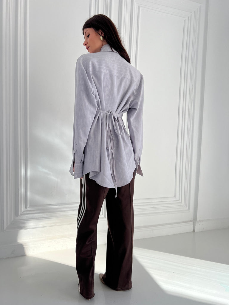 Grey Tie Pinstripe Shirt - Mii