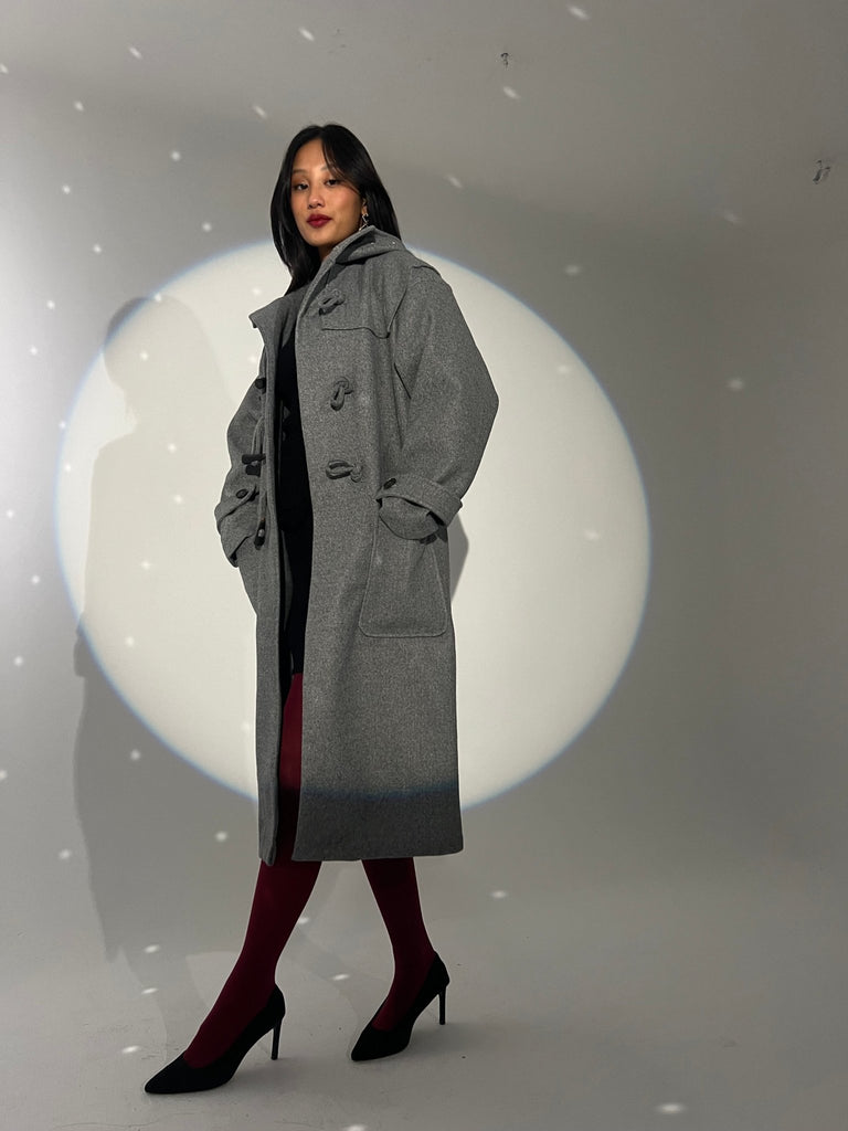 Grey Toggle Long Coat - Mii