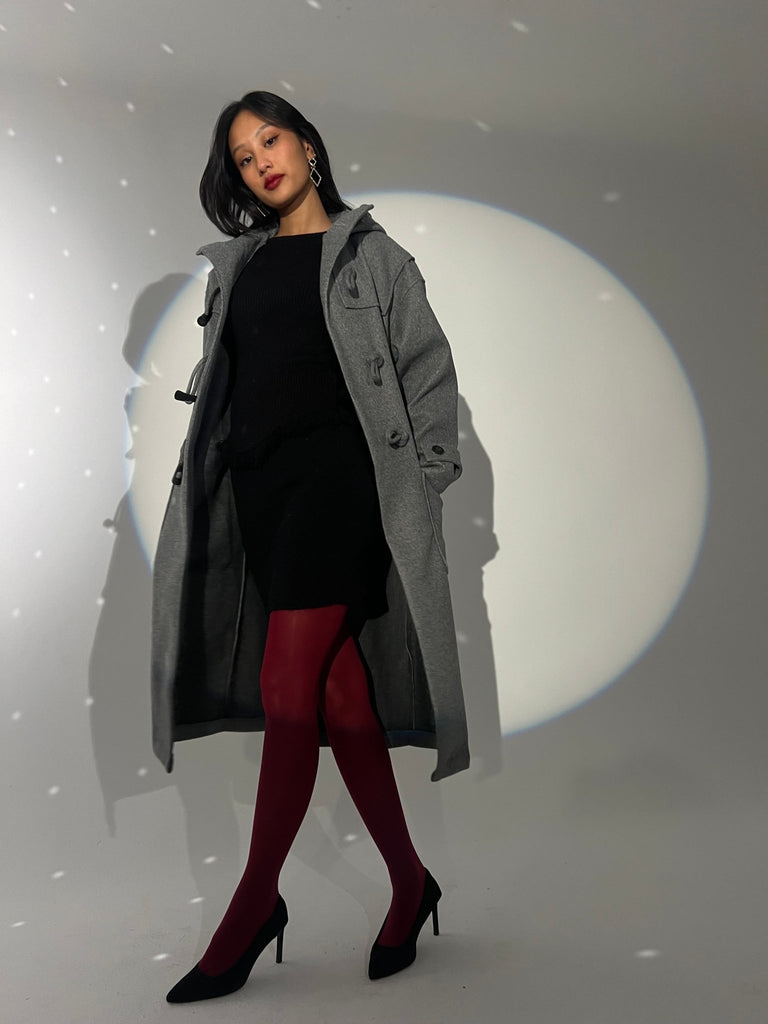 Grey Toggle Long Coat - Mii