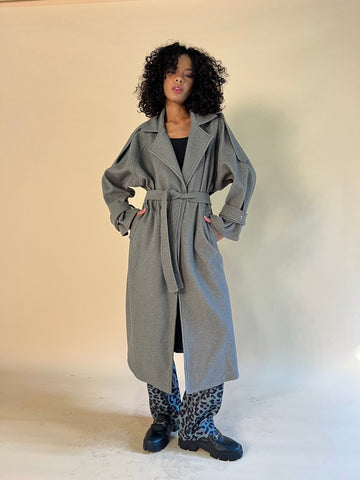 Grey Wool Trench Coat - Mii