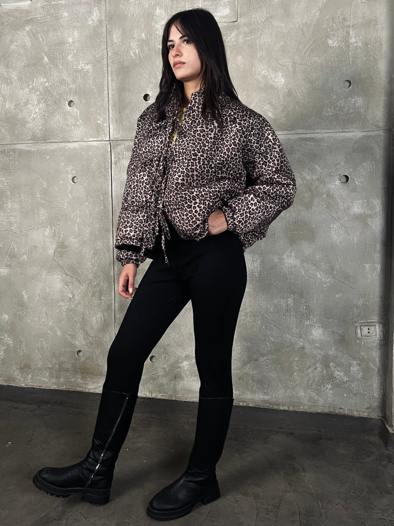 Leopard Bow Quilted Jacket - Mii