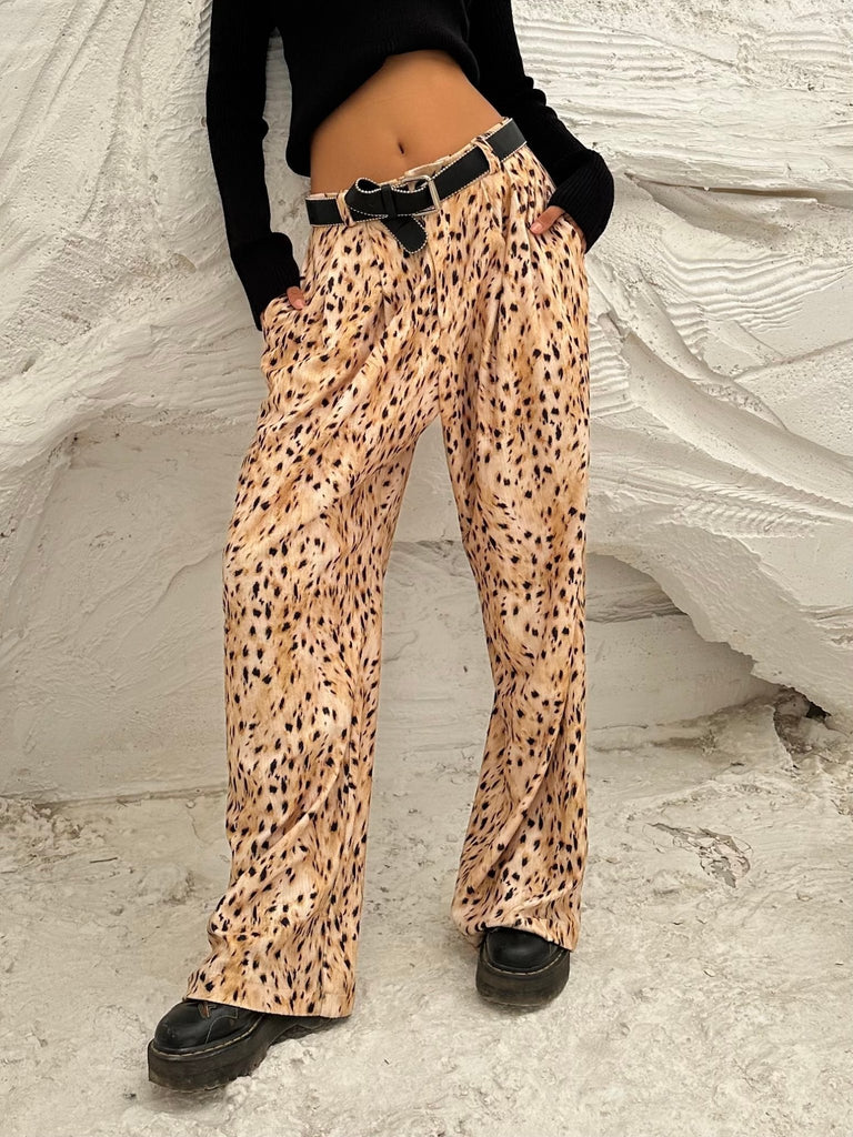 Leopard Tailored Coduroy Pants - Mii