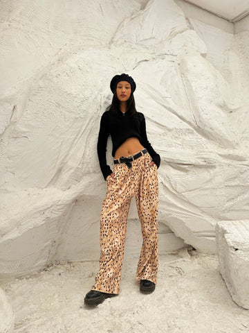 Leopard Tailored Coduroy Pants - Mii