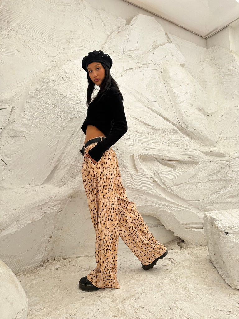Leopard Tailored Coduroy Pants - Mii