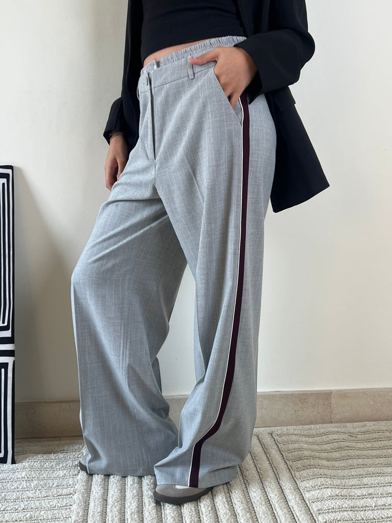 Light Grey Double Waist Pants - Mii