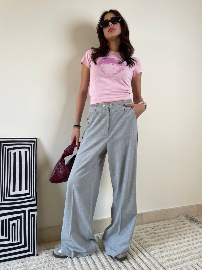 Light Grey Double Waist Pants - Mii