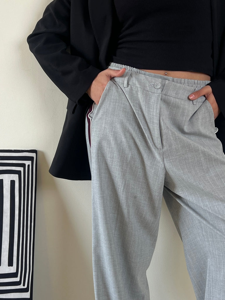 Light Grey Double Waist Pants - Mii