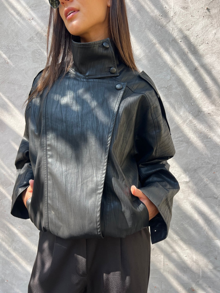 Midnight Black Leather Jacket - Mii