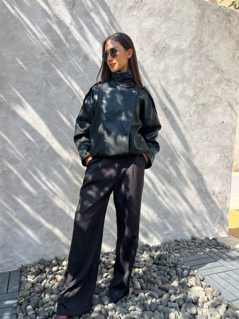 Midnight Black Leather Jacket - Mii