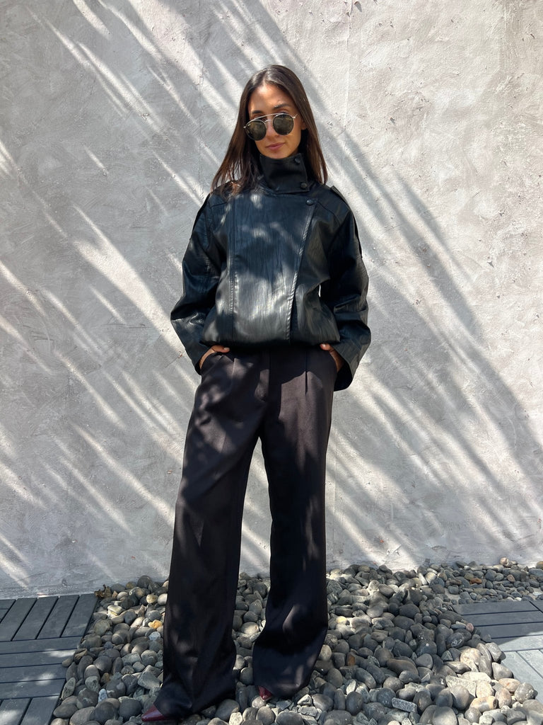 Midnight Black Leather Jacket - Mii