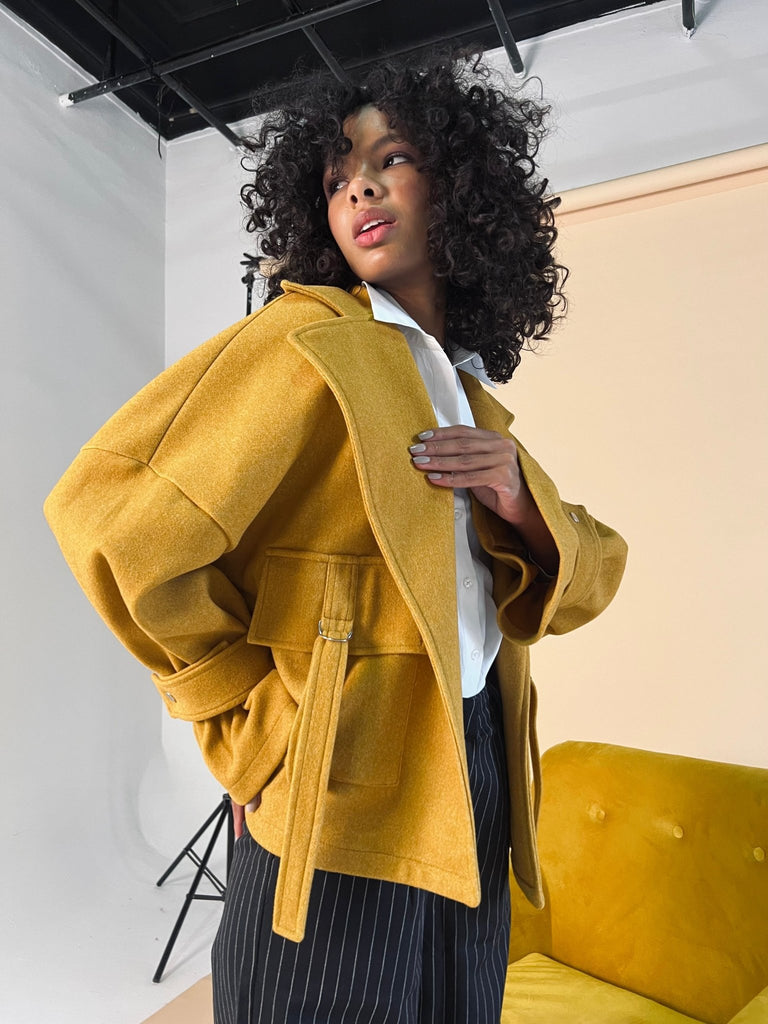 Mustard Wool Half Coat - Mii