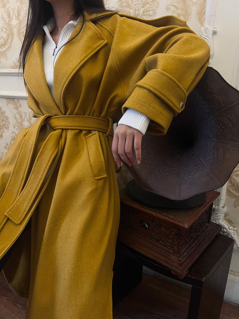 Mustard Wool Trench Coat - Mii