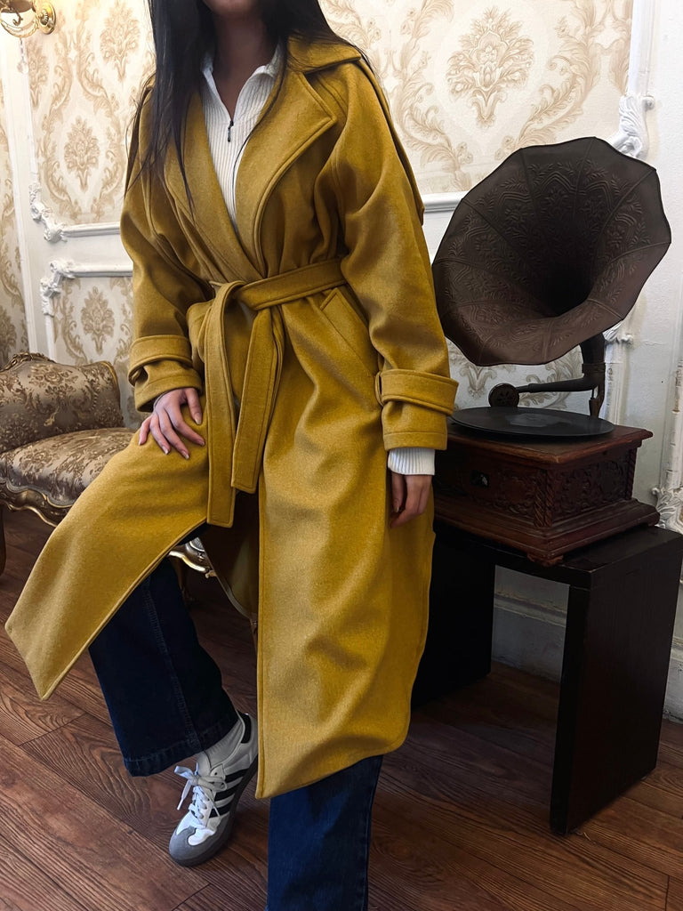 Mustard Wool Trench Coat - Mii