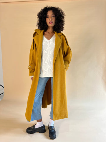 Mustard Wool Trench Coat - Mii