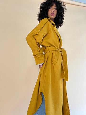 Mustard Wool Trench Coat - Mii