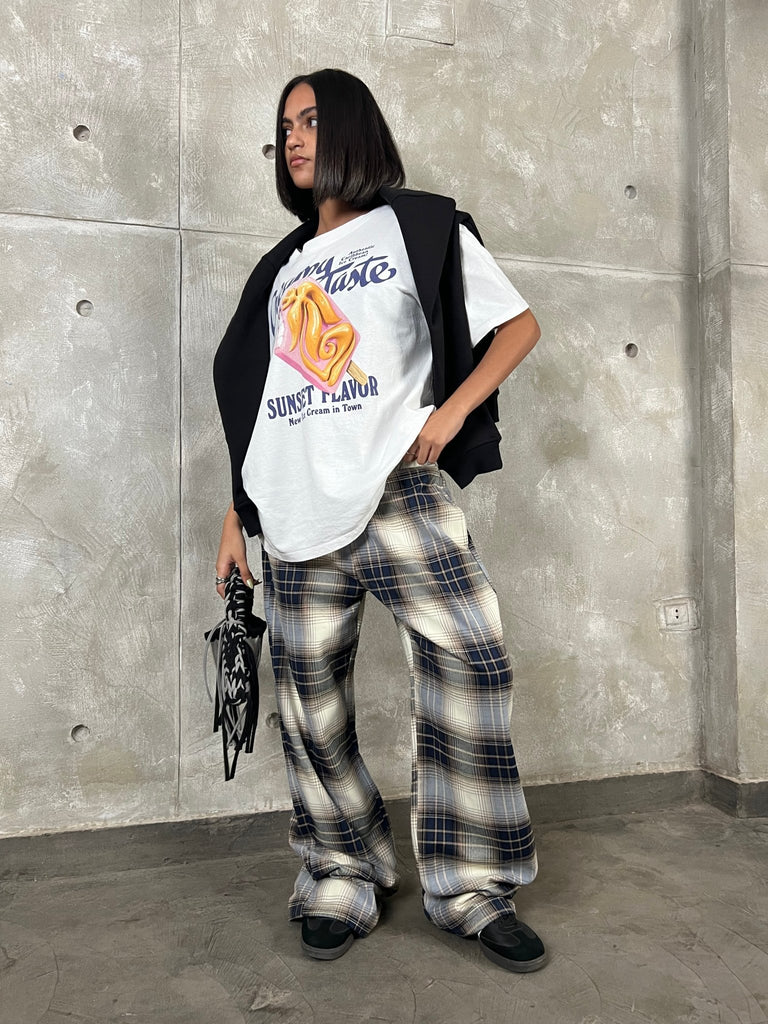 Navy BluexCamel Plaid Pajama Pants - Mii