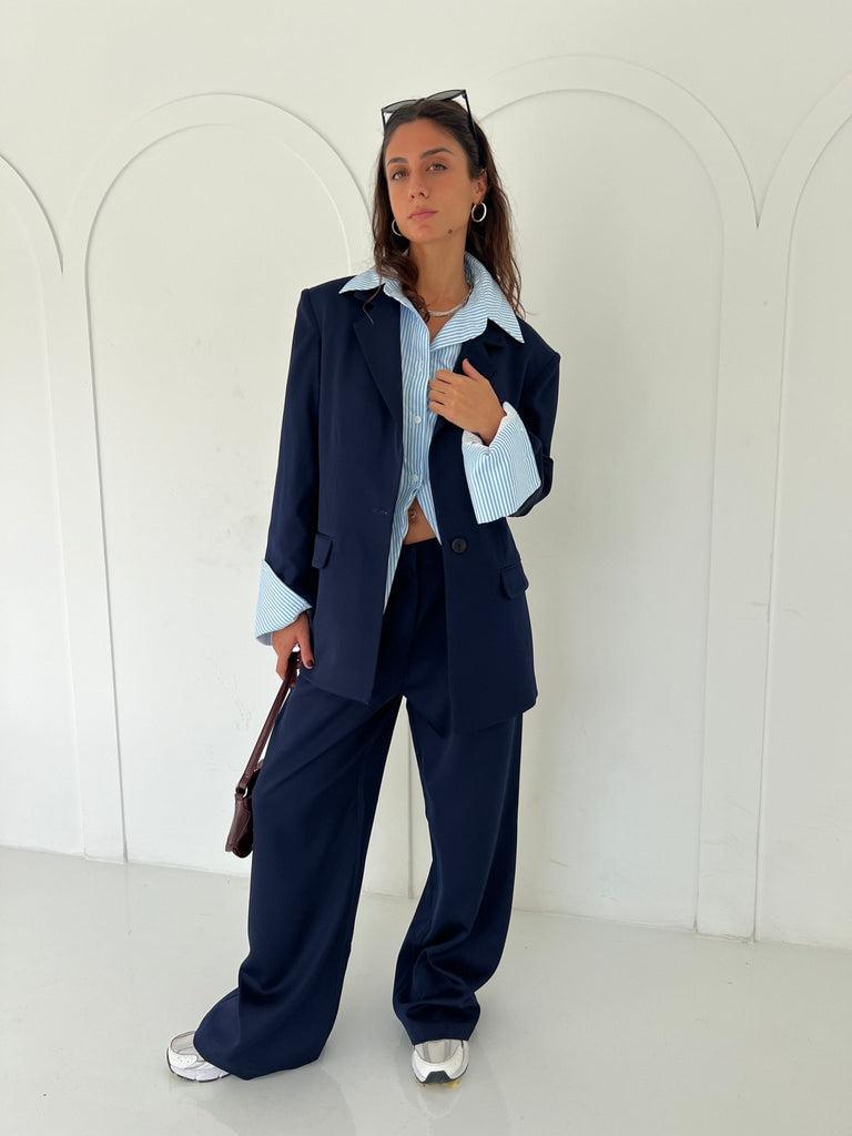Navy Classic Cut Formal Pants - Mii