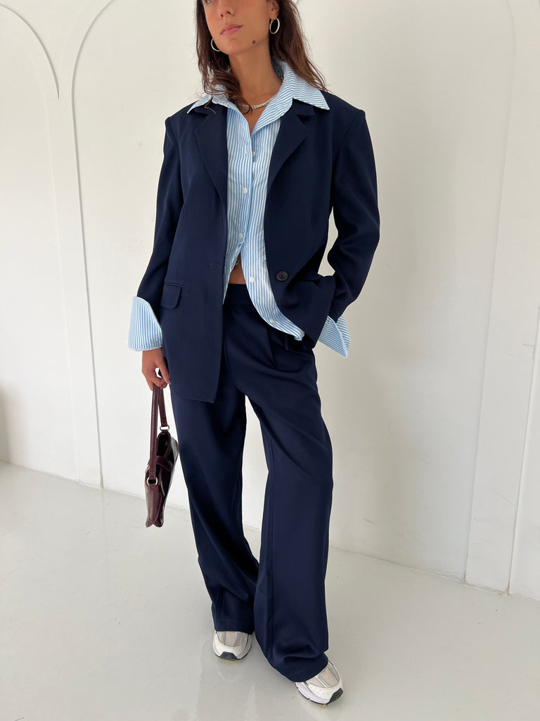 Navy Classic Cut Formal Pants - Mii