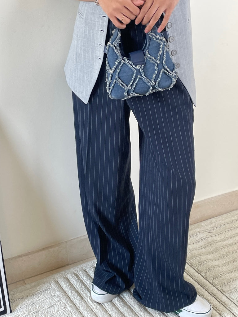 Navy Double Waist Pants - Mii