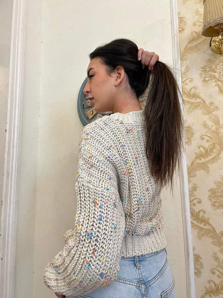 Off White Tweed Pullover - Mii