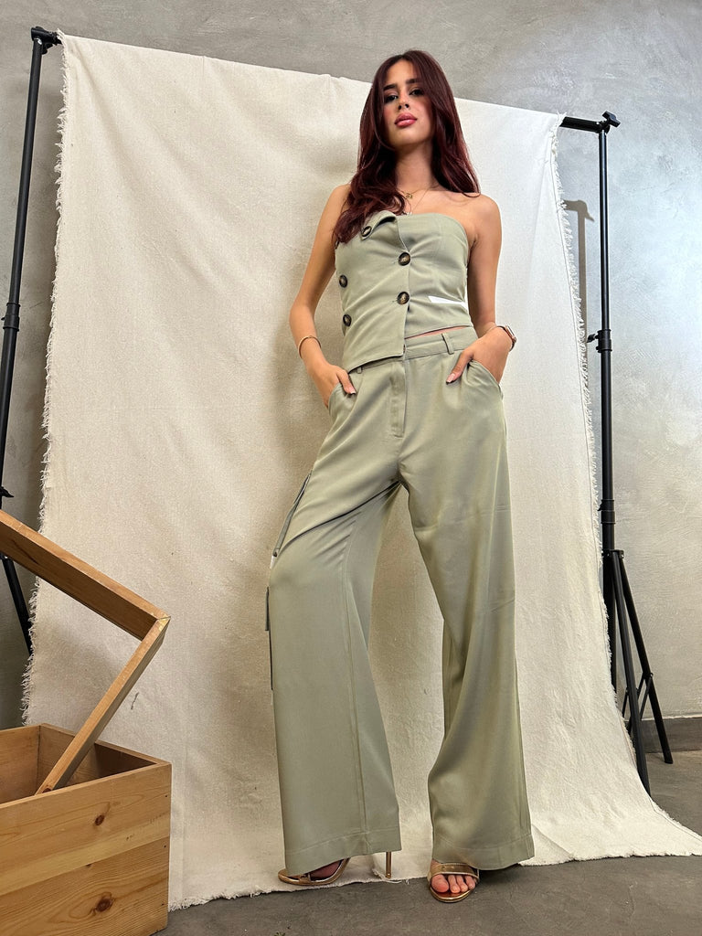 Olive Tailored Cargo Pants - Mii