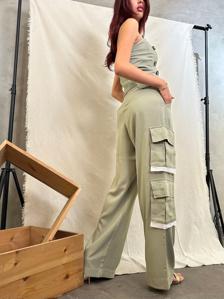Olive Tailored Cargo Pants - Mii