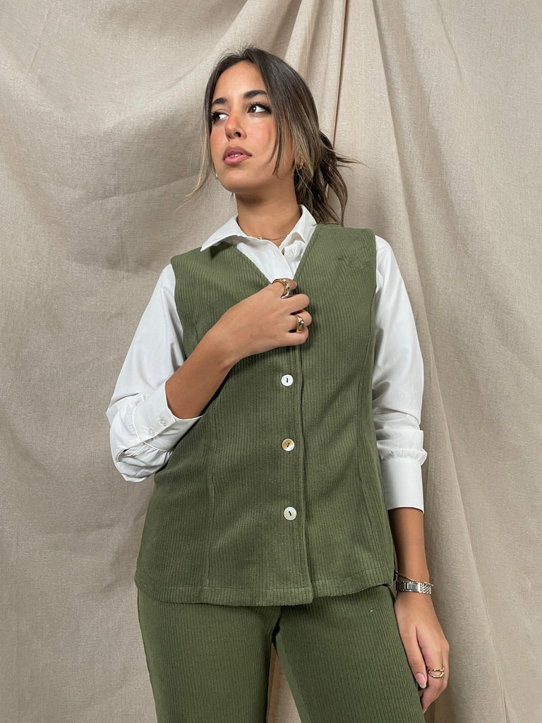 Olive Tailored Waistcoat - Mii